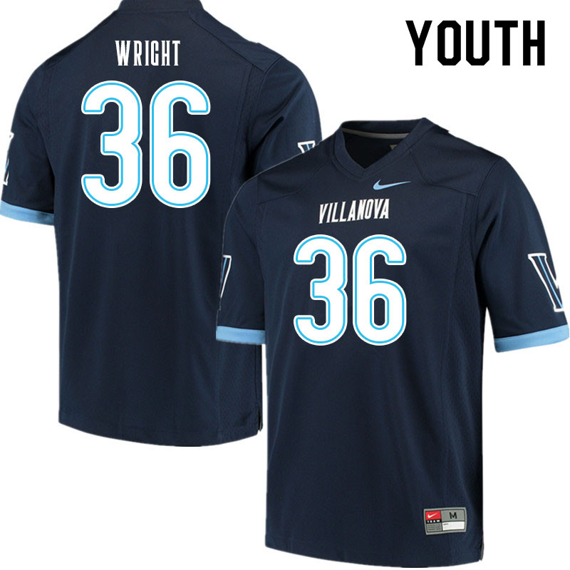 Youth #36 Isaiah Wright Villanova Wildcats College Football Jerseys Sale-Navy
